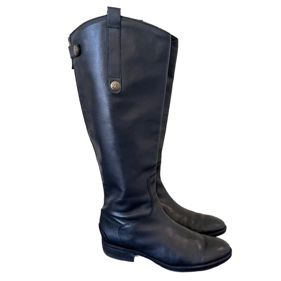 Sam Edelman
Penny Black Leather Back Zip Block Heel Riding Boots Size 7 - Picture 1 of 17